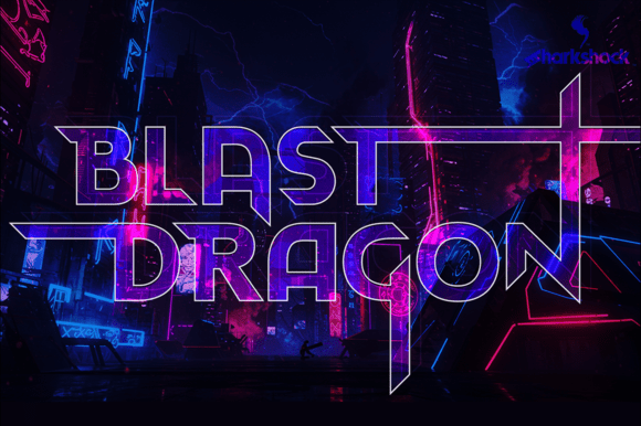 Blast Dragon: Igniting Cyberpunk Visions with Edgy Typography